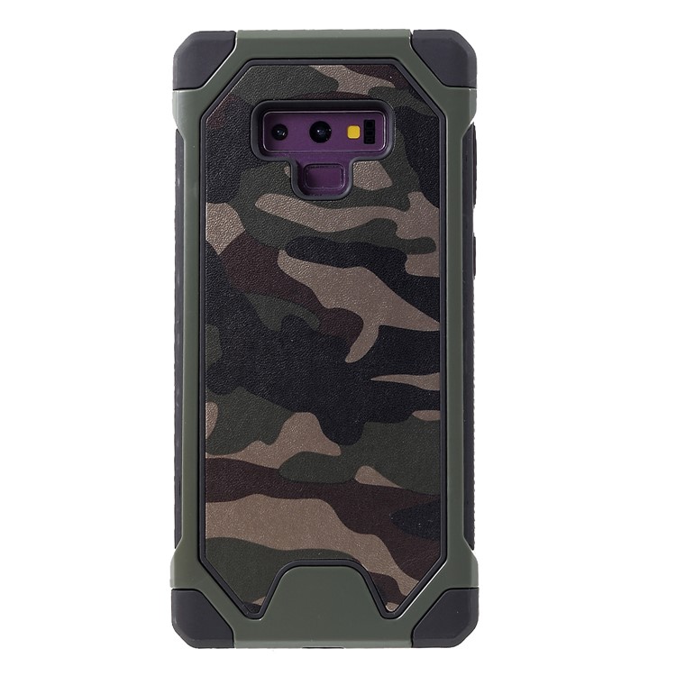 Camouflage Leather Coated PC TPU Combo Protective Case for Samsung Galaxy Note9 N960 - Green-1