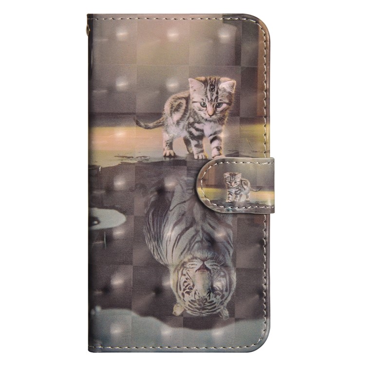 [Light Spot Decor] Pattern Leather Wallet Cover for Samsung Galaxy J6 Plus / J6 Prime - Cat and Reflection in Water-2