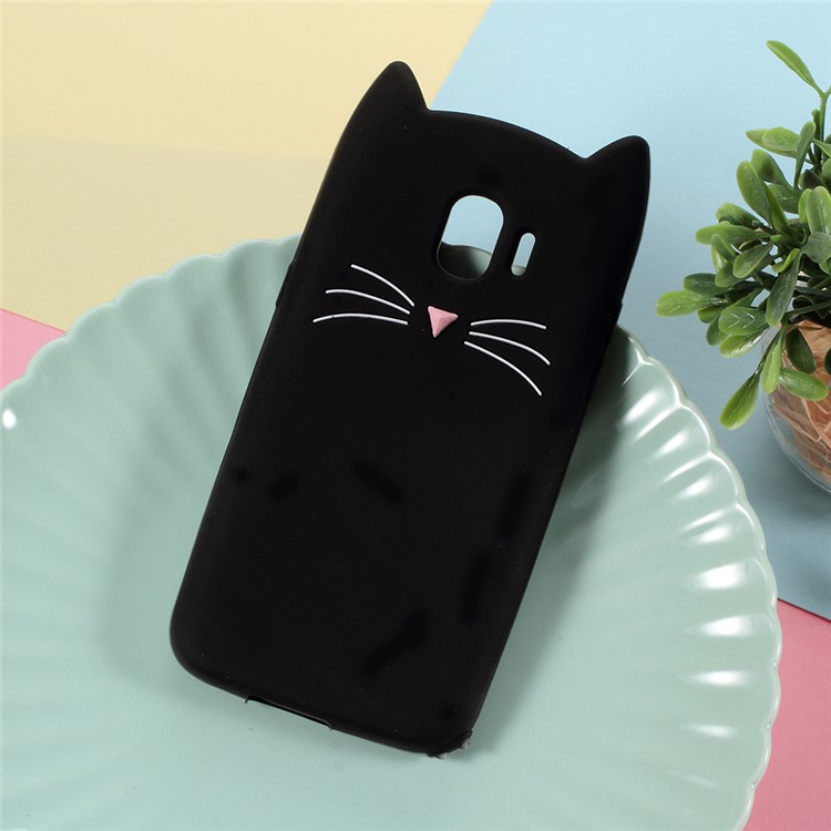 

3D Moustache Cat Silicone Protective Case for Samsung Galaxy J2 Pro 2018 - Black, Galaxy J2 Pro 2018