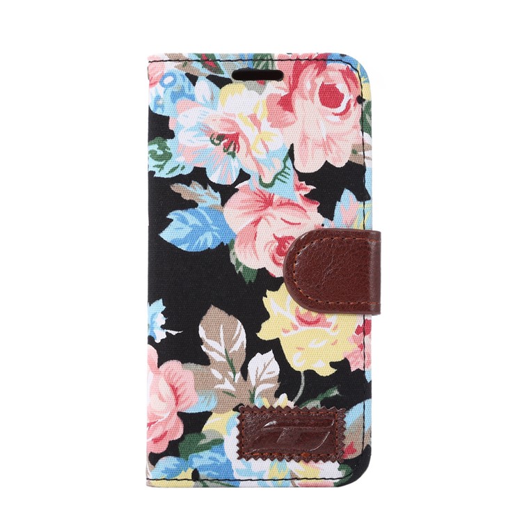 Flower Cloth Skin Faux Leather Case para Samsung Galaxy S7 G930 - negro-2