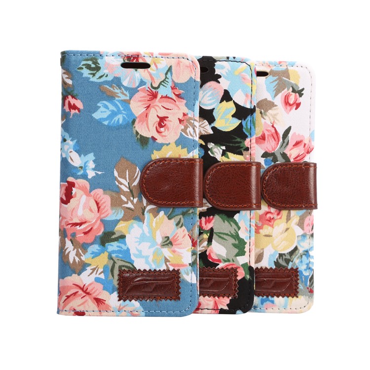 Flower Cloth Skin Faux Leather Case para Samsung Galaxy S7 G930 - negro-8