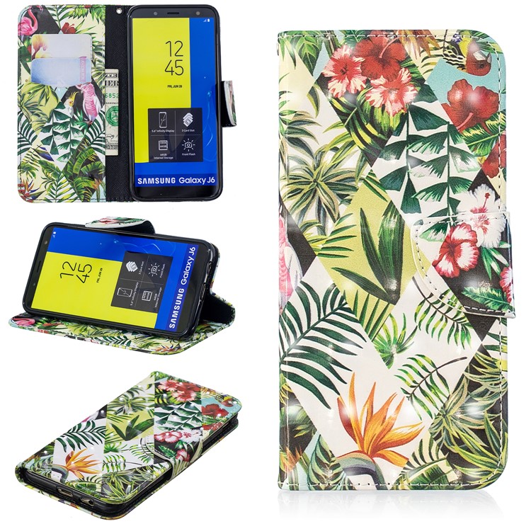 

Light Spot Decor Pattern Printing Wallet Stand Leather Flip Cell Phone Cover for Samsung Galaxy J6 (2018) - Plant, Galaxy J6 (2018)