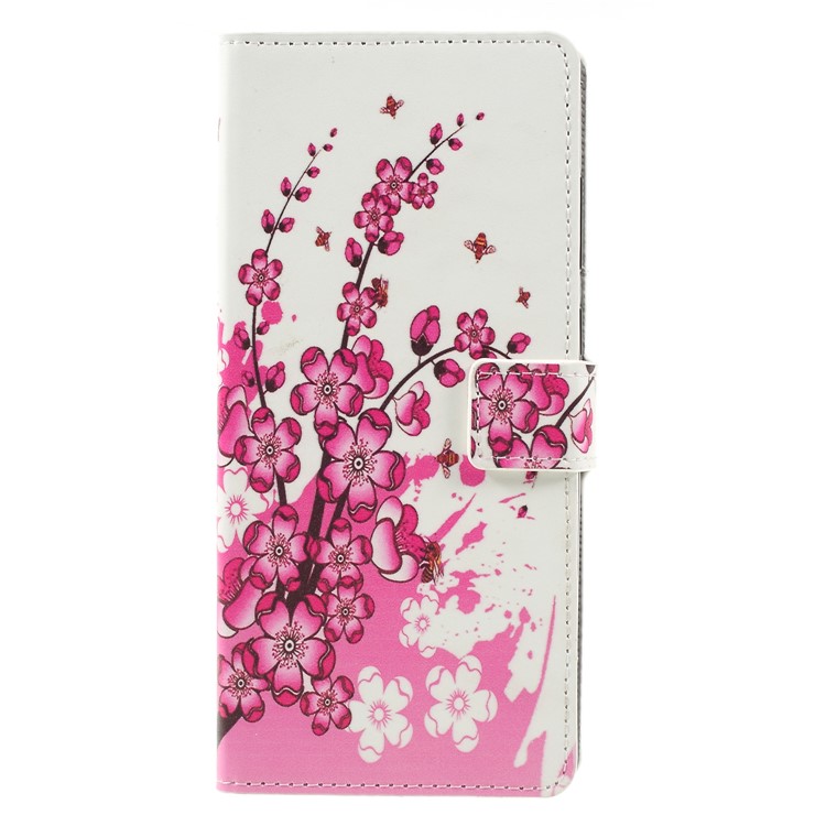 Patterned Wallet Leather Shell for Samsung Galaxy A9 (2018) / A9 Star Pro / A9s - Plum Blossom-1
