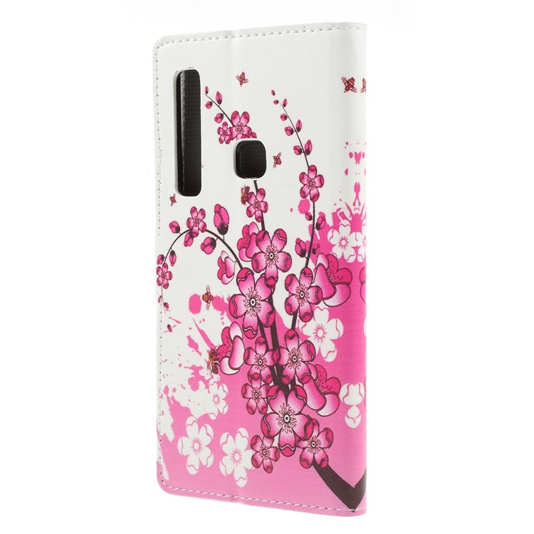 Patterned Wallet Leather Shell for Samsung Galaxy A9 (2018) / A9 Star Pro / A9s - Plum Blossom-2