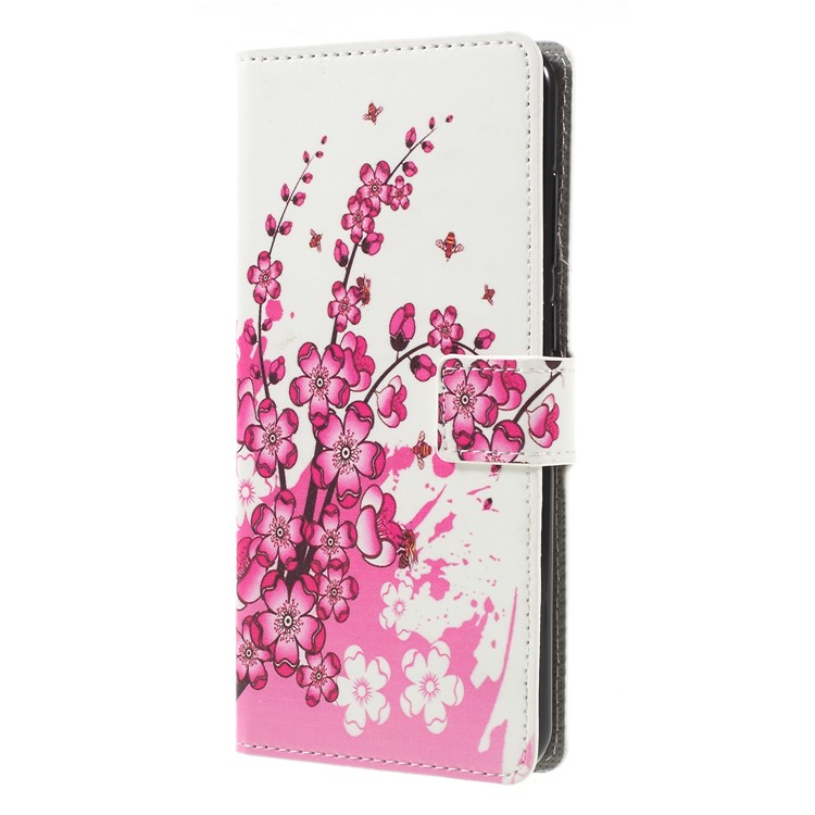 Patterned Wallet Leather Shell for Samsung Galaxy A9 (2018) / A9 Star Pro / A9s - Plum Blossom-3