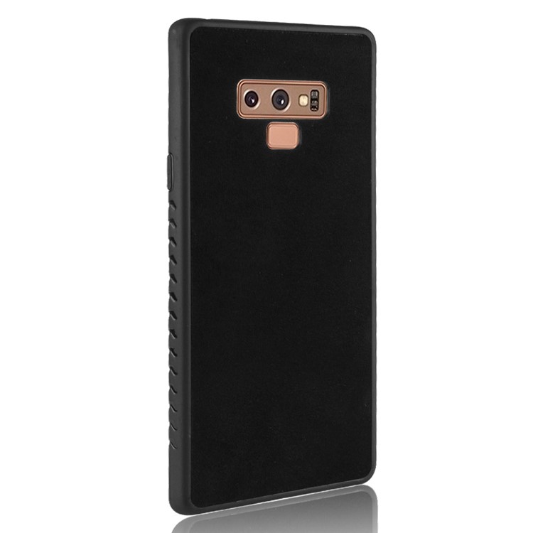 Retro Velvet Cloth Coated PC + TPU Hybrid Case for Samsung Galaxy Note9 SM-N960 - Black-3