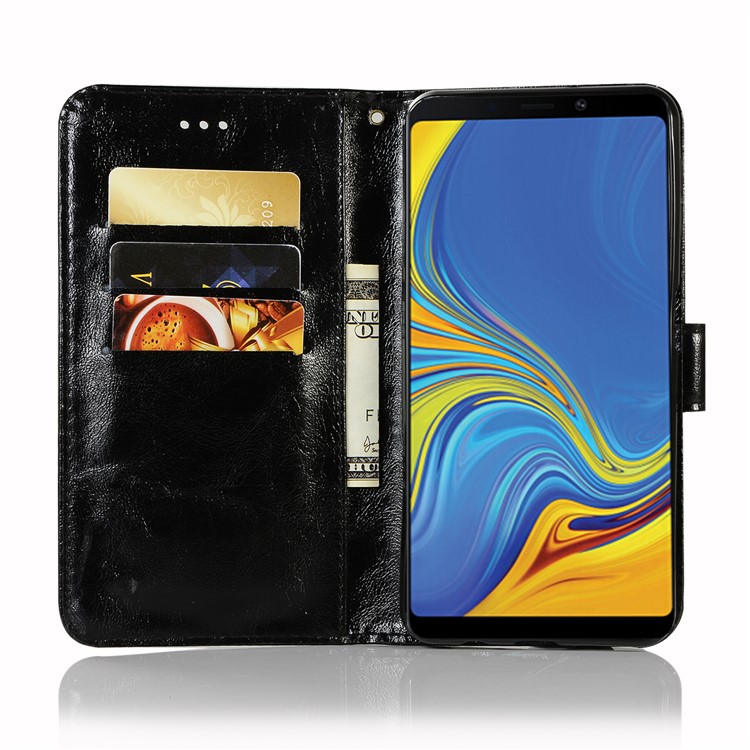 Premium Vintage PU Leather Wallet Case with Stand for Samsung Galaxy A9 (2018)/A9 Star Pro/A9s - Black-4