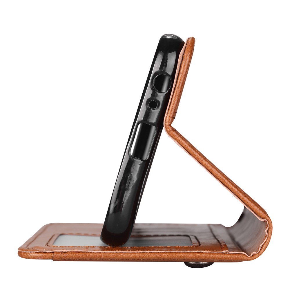 PU Leather Auto-absorbed Stand Wallet Phone Case for Samsung Galaxy J6+ / J6 Prime / J610 - Brown-6