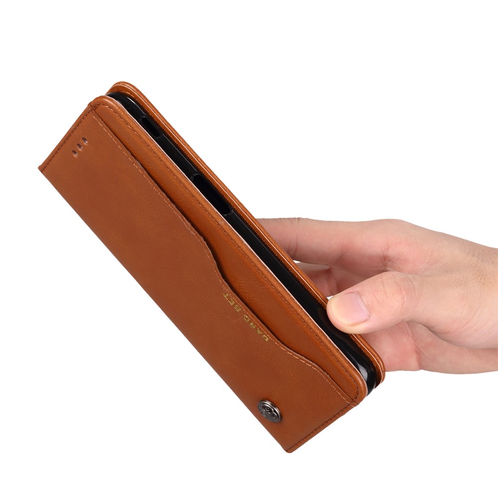 PU Leather Auto-absorbed Stand Wallet Phone Case for Samsung Galaxy J6+ / J6 Prime / J610 - Brown-9