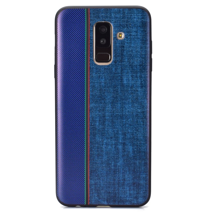 Tejido De Jeans, Empalme, Textura, Carcasa De TPU Para Samsung Galaxy A6 + (2018) / A9 Estrella Lite - Azul-3