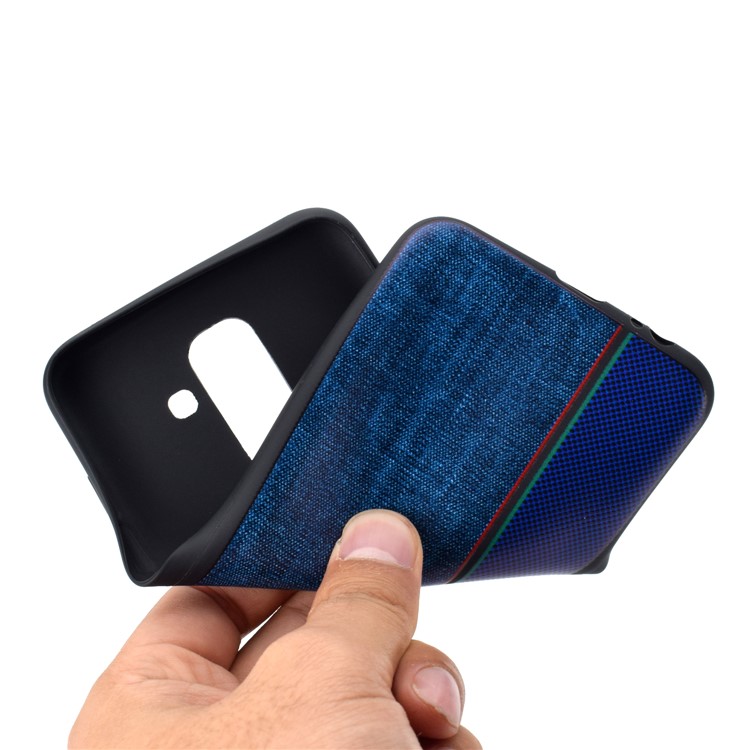 Tejido De Jeans, Empalme, Textura, Carcasa De TPU Para Samsung Galaxy A6 + (2018) / A9 Estrella Lite - Azul-7