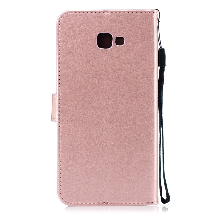 Imprint Butterfly Flower Leather Wallet Case for Samsung Galaxy J4+ - Rose Gold-3