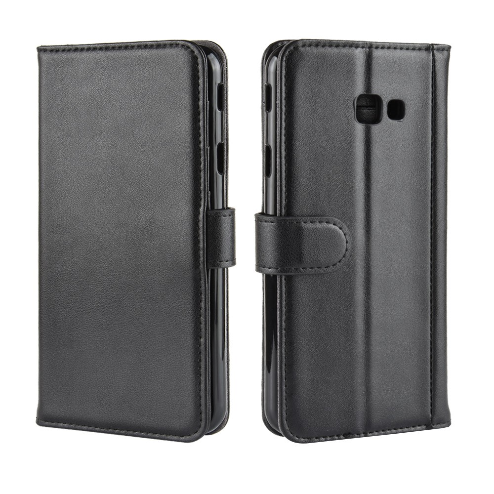 Para Samsung Galaxy J4 Plus Spliting Leather Willet Telep Cover - Negro