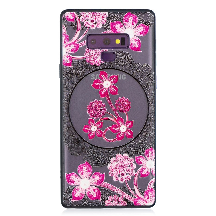 

For Samsung Galaxy Note9 N960 Lace Embossment Pattern Hybrid Cellphone Shell - Pink Flower, Galaxy Note9