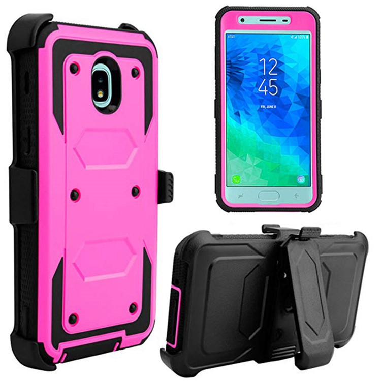 

Heavy Duty Rugged PC TPU Hybrid Belt Clip Kickstand Back Case for Samsung Galaxy J7 (2018) - Rose, Galaxy J7 (2018)