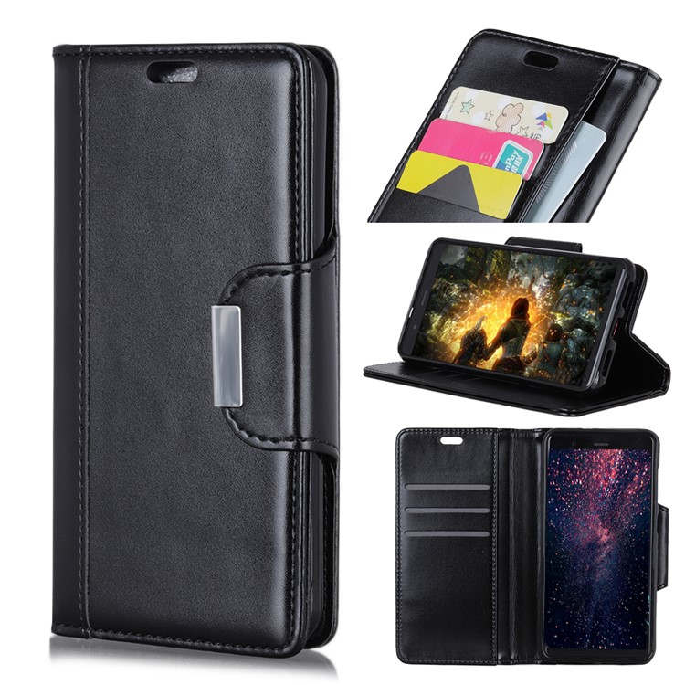 PU Leather Case for Samsung Galaxy A9 (2018) / A9 Star Pro / A9s, 3 Card Slots All Round Protection Leather Case - Black-1