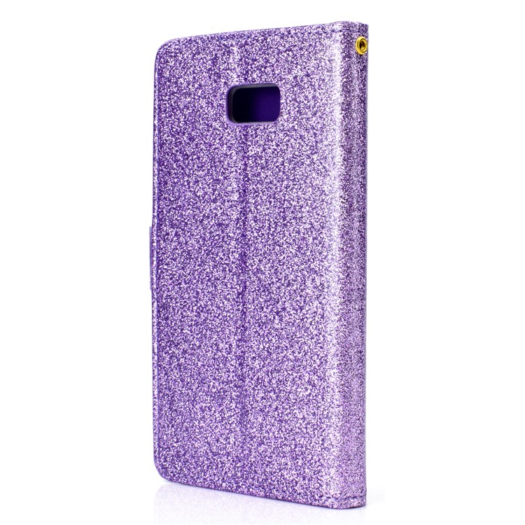 Glitter Pó Strass Decoração Carteira De Couro Caso De Celular Com Espelho Para Samsung Galaxy J4 Plus / J4 Prime J415 - Roxa-4