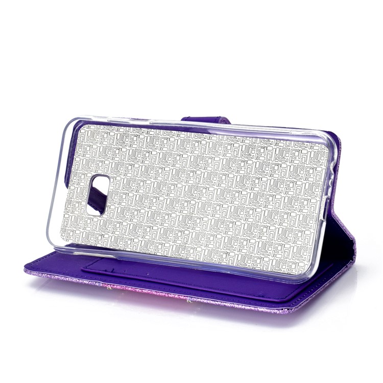 Glitter Pó Strass Decoração Carteira De Couro Caso De Celular Com Espelho Para Samsung Galaxy J4 Plus / J4 Prime J415 - Roxa-7