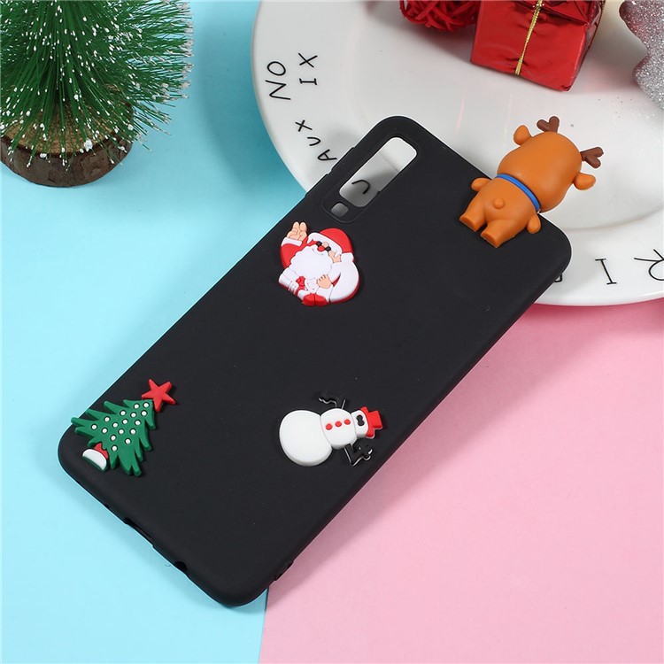 

3D Cartoon Pattern Soft TPU Shell for Samsung Galaxy A7 (2018) - Christmas Tree / Black Background, Galaxy A7 (2018)