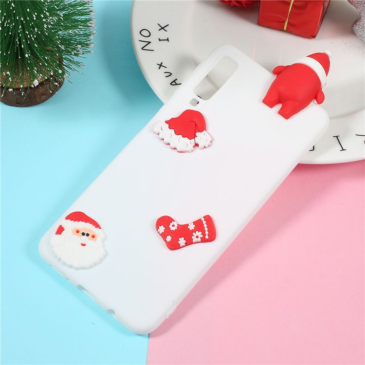 

3D Cartoon Pattern TPU Phone Shell for Samsung Galaxy A7 (2018) - Christmas Hat / White Background, Galaxy A7 (2018)