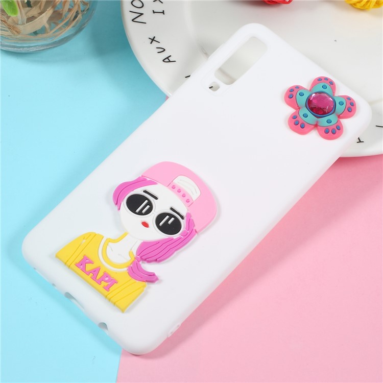 3D Cartoon Pattern TPU Protection Case for Samsung Galaxy A7 (2018) - Fashion Girl-1