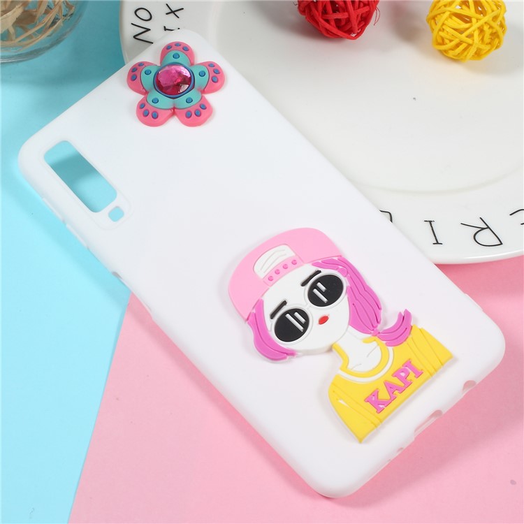 3D Cartoon Pattern TPU Protection Case for Samsung Galaxy A7 (2018) - Fashion Girl-3