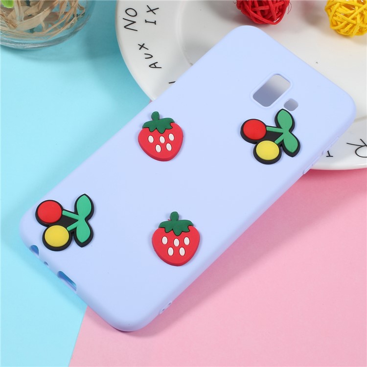 

3D Cartoon Pattern TPU Mobile Cover for Samsung Galaxy J6 Plus - Cherries and Strawberries, Galaxy J6+