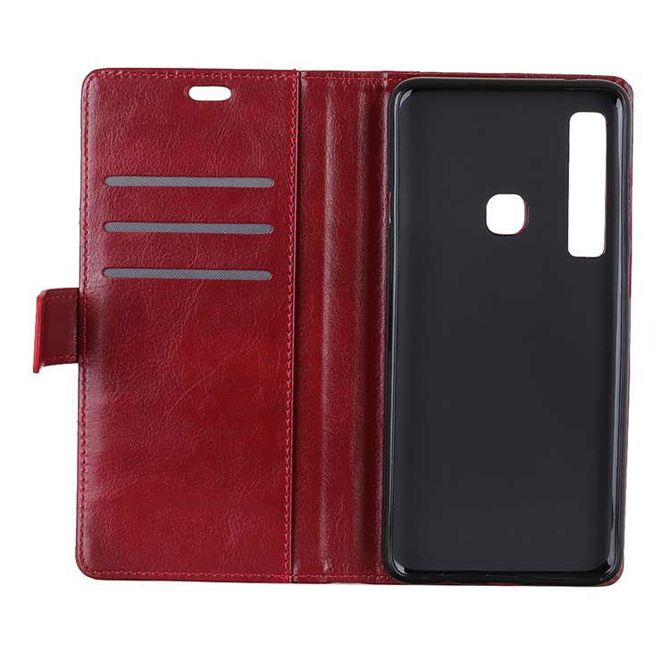 Crazy Horse Rivet Stand Wallet Magnetic Leather Mobile Phone Case for Samsung Galaxy A9 (2018) / A9 Star Pro / A9s - Red-4