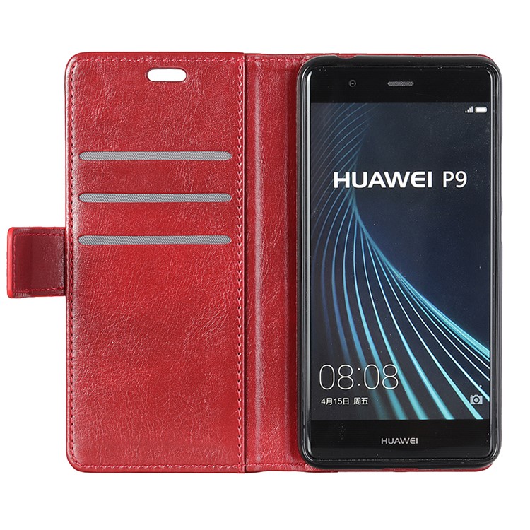 Crazy Horse Rivet Stand Wallet Magnetic Leather Mobile Phone Case for Samsung Galaxy A9 (2018) / A9 Star Pro / A9s - Red-8