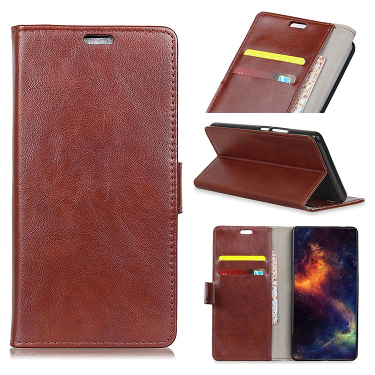 

Crazy Horse Wallet Leather Protection Cover for Samsung Galaxy A9 (2018)/A9 Star Pro/A9s - Brown, Galaxy A9 (2018)