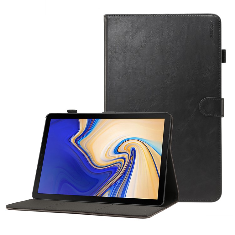 Enkay сумасшедший кожаный кожаный кожаный чехол для samsung galaxy tab s4 10.5 - черный