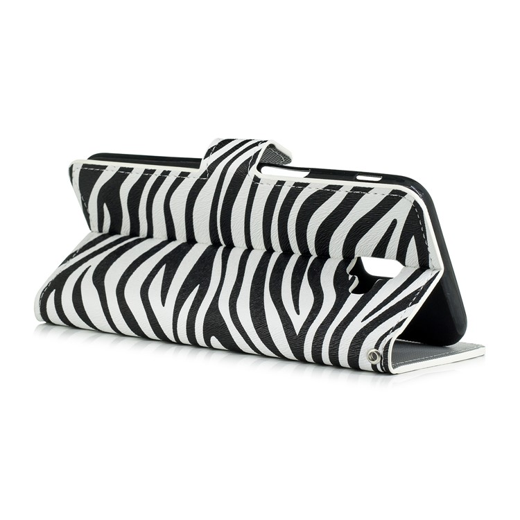 Padrão De Impressão De Couro Carteira Magnética Stand Flip Case Para Samsung Galaxy J6 + - Textura De Zebra-3