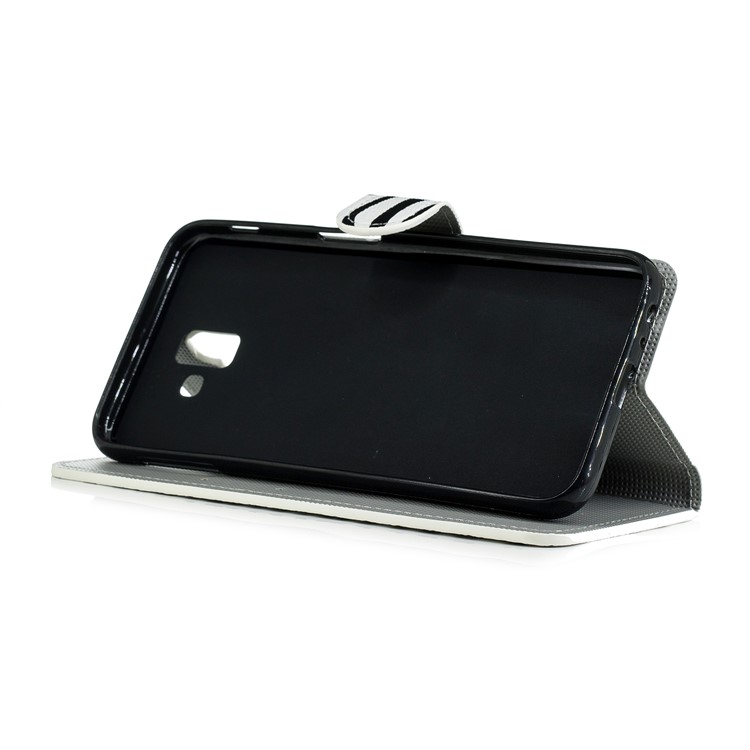 Padrão De Impressão De Couro Carteira Magnética Stand Flip Case Para Samsung Galaxy J6 + - Textura De Zebra-4