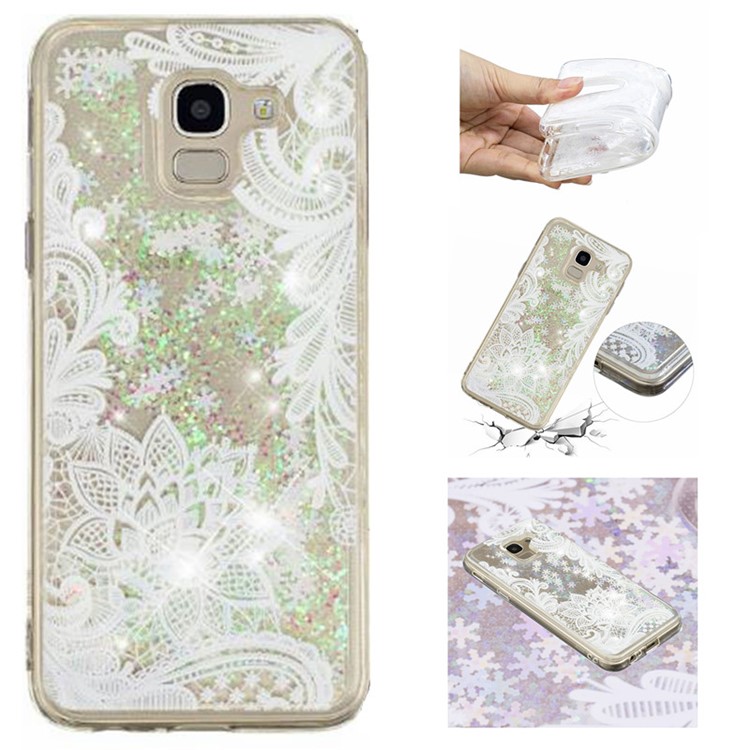 Embossed Pattern Quicksand TPU Case for Samsung Galaxy J6 (2018) - Lace Flower Pattern-1