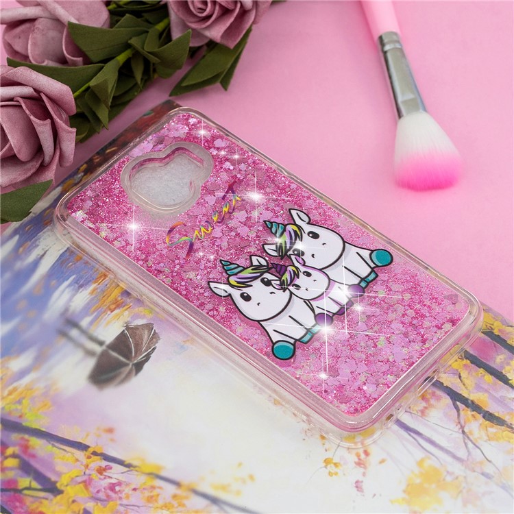 For Samsung Galaxy J4 (2018) Embossing Pattern Quicksand TPU Phone Case - Sweet Unicorns-6