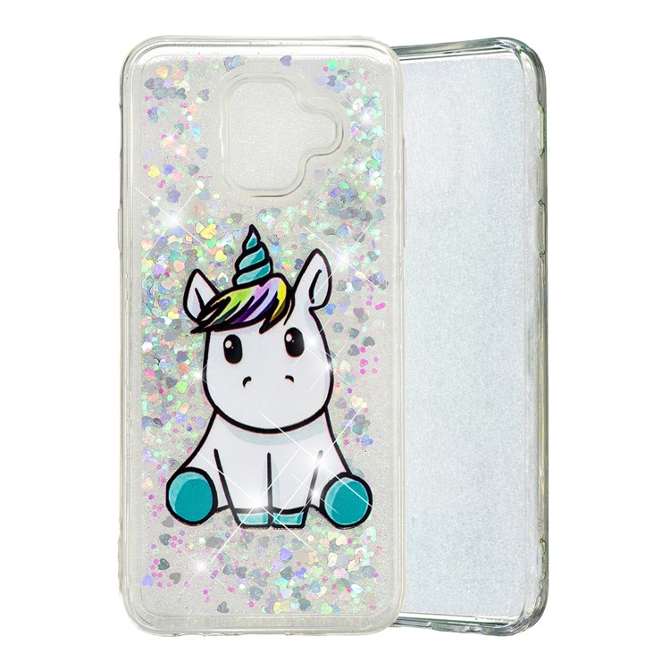 For Samsung Galaxy A6 (2018) Embossment Pattern Quicksand TPU Case - Adorable Unicorn-2