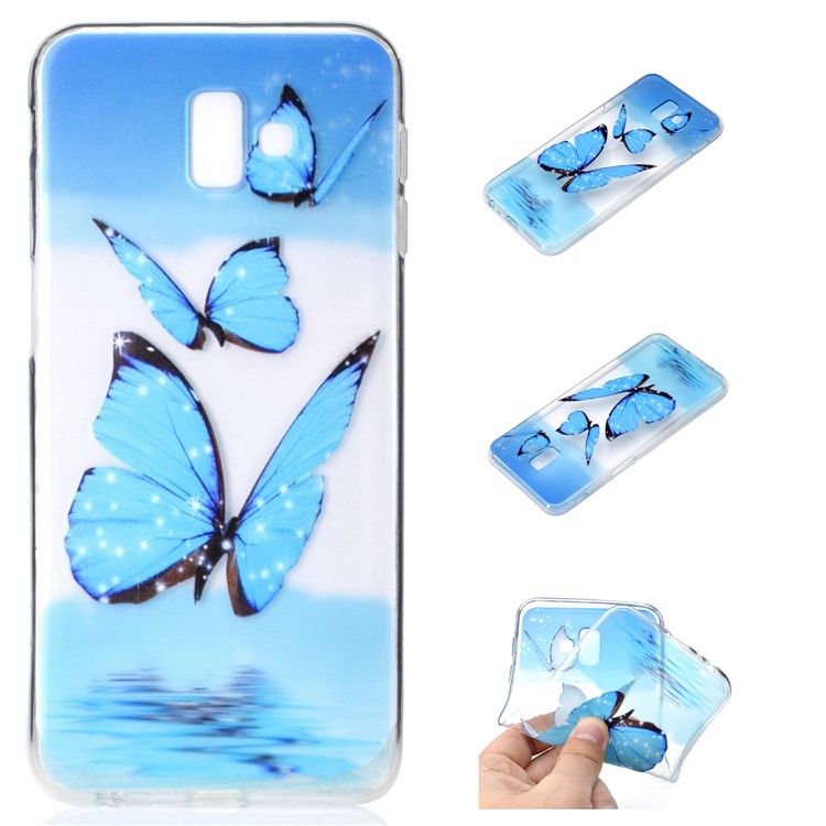 

Рельефный Чехол Для Мобильного Телефона TPU Для Галактики Samsung J6 Plus / J6 Prime / J610 - Голубая Бабочка, Galaxy J6+