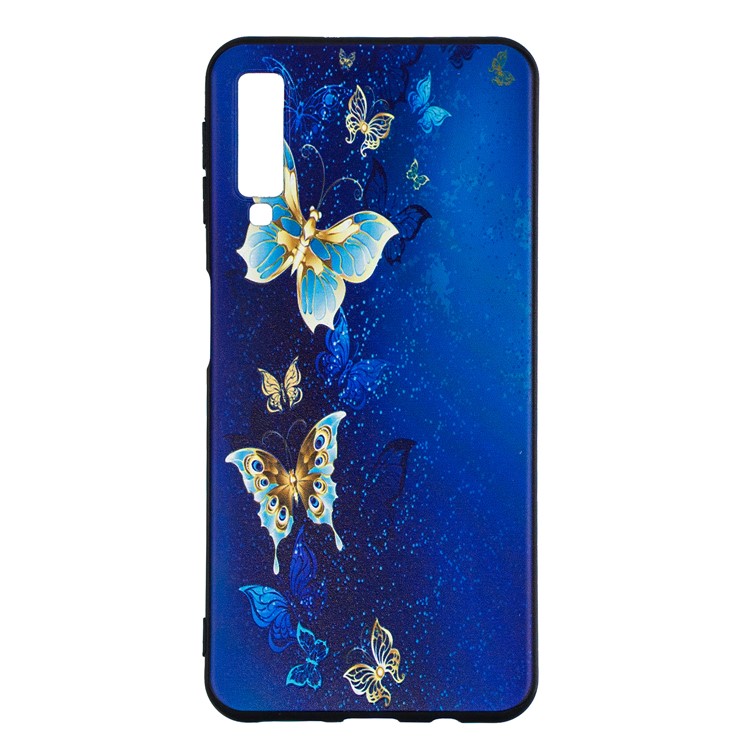 Para Samsung Galáxia A7 (2018) A750 Relevo Modelado TPU Ultra-fino Cobertura Do Invólucro - Teste Padrão De Borboleta-2