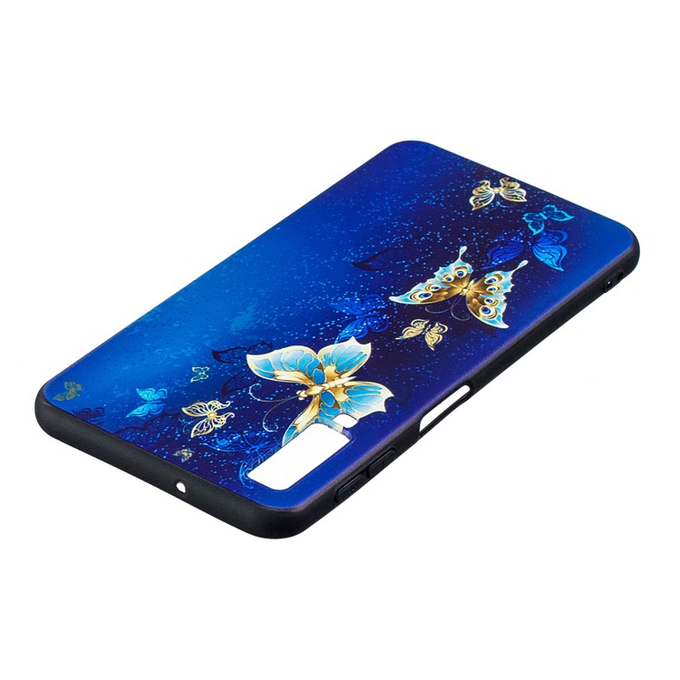 Para Samsung Galáxia A7 (2018) A750 Relevo Modelado TPU Ultra-fino Cobertura Do Invólucro - Teste Padrão De Borboleta-4