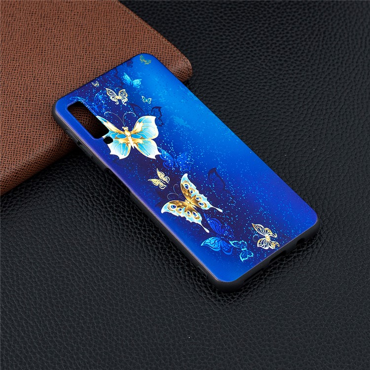 Para Samsung Galáxia A7 (2018) A750 Relevo Modelado TPU Ultra-fino Cobertura Do Invólucro - Teste Padrão De Borboleta-5