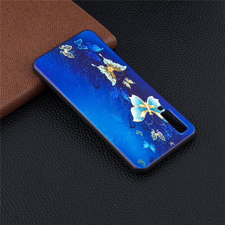 Para Samsung Galáxia A7 (2018) A750 Relevo Modelado TPU Ultra-fino Cobertura Do Invólucro - Teste Padrão De Borboleta-6