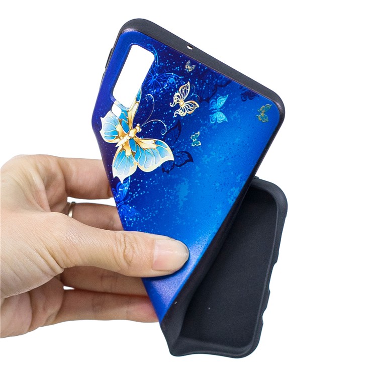 Para Samsung Galáxia A7 (2018) A750 Relevo Modelado TPU Ultra-fino Cobertura Do Invólucro - Teste Padrão De Borboleta-7