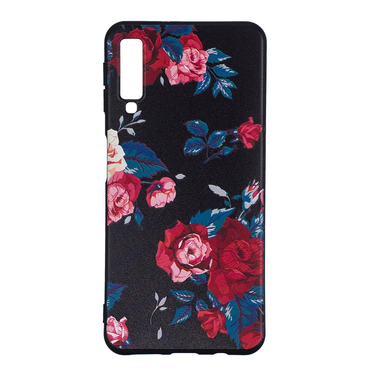 Para Samsung Galaxy A7 (2018) A750 Relevo Estampado TPU Caso Móvel Ultra-fino - Flores Vivas-2