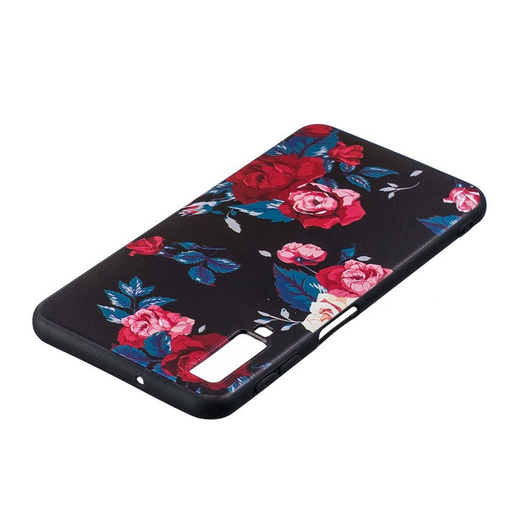 Para Samsung Galaxy A7 (2018) A750 Relevo Estampado TPU Caso Móvel Ultra-fino - Flores Vivas-4