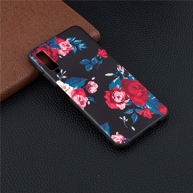 Para Samsung Galaxy A7 (2018) A750 Relevo Estampado TPU Caso Móvel Ultra-fino - Flores Vivas-5