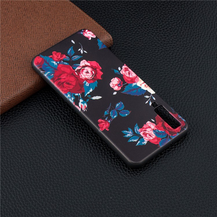 Para Samsung Galaxy A7 (2018) A750 Relevo Estampado TPU Caso Móvel Ultra-fino - Flores Vivas-6