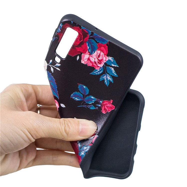 Para Samsung Galaxy A7 (2018) A750 Relevo Estampado TPU Caso Móvel Ultra-fino - Flores Vivas-7