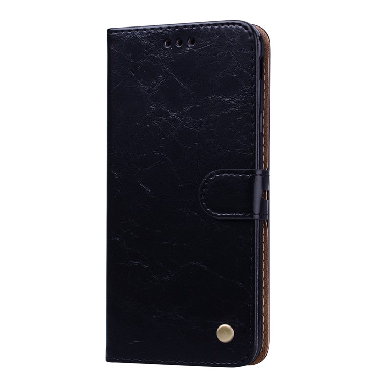 HAT PRINCE Oil Wax PU Leather Wallet Phone Case for Samsung Galaxy J4+ - Black-2