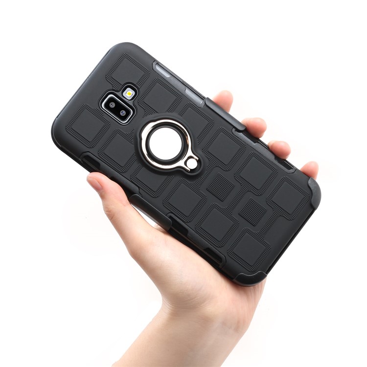 Geometric Pattern TPU PC Hybrid Belt Clip Case with Kickstand for Samsung Galaxy J6+ - Black-3