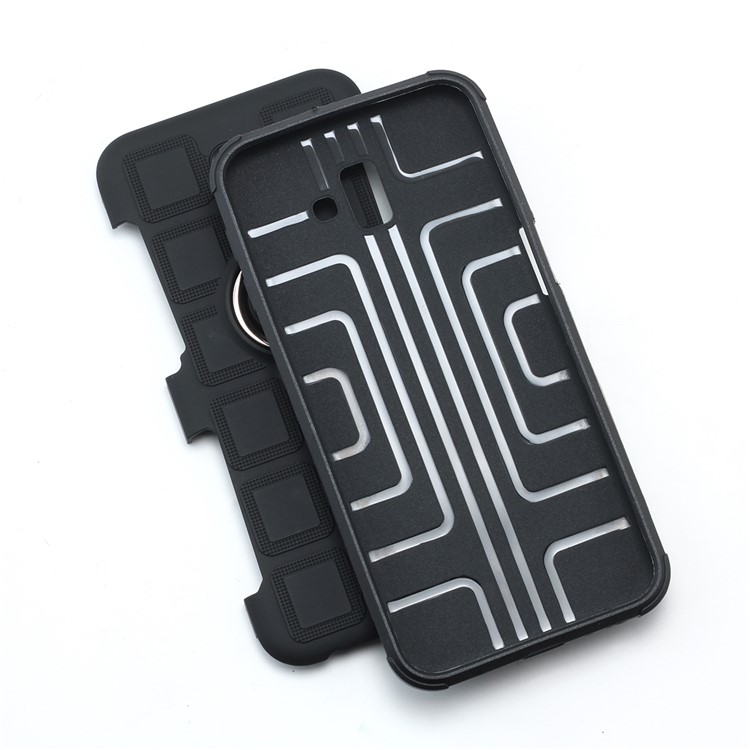 Geometric Pattern TPU PC Hybrid Belt Clip Case with Kickstand for Samsung Galaxy J6+ - Black-6